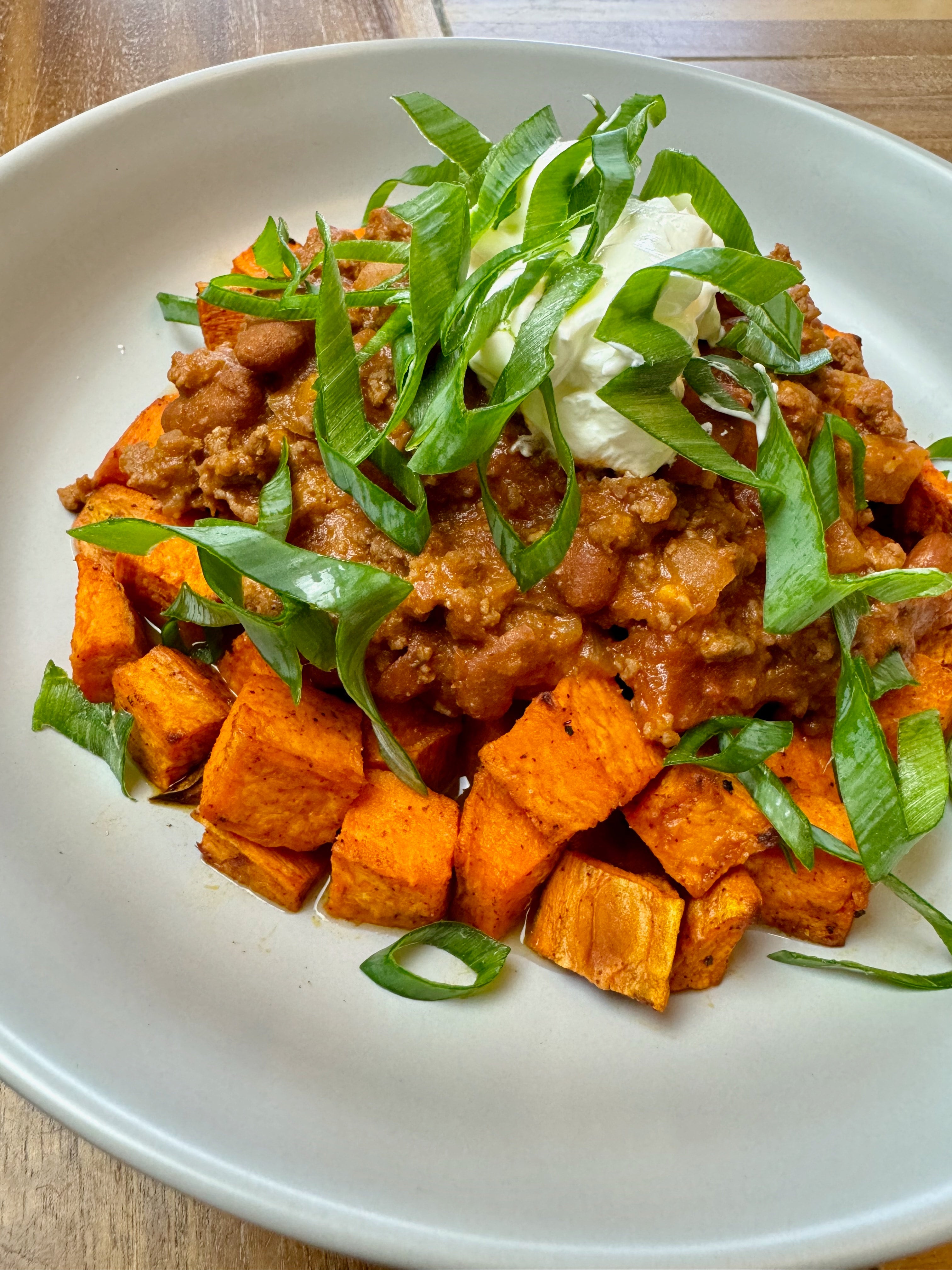 Sweet Potato Chili Bowl with Grassfed Beef (GF) Leo's Clean Kitchen